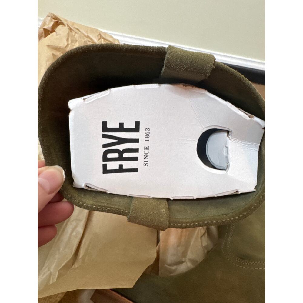FRYE Campus 12R Olive Cow Suede Leather Mid Calf Boots Size 9 - Picture 4 of 5